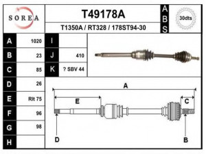 EAI T49178A kardaninis velenas 
 Ratų pavara -> Kardaninis velenas
7700100068, 7701352619, 7701469965
