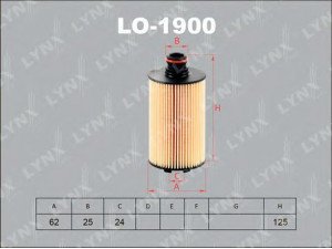 LYNXauto LO-1900 alyvos filtras 
 Techninės priežiūros dalys -> Techninės priežiūros intervalai
67118-03009