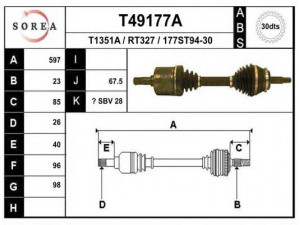 EAI T49177A kardaninis velenas 
 Ratų pavara -> Kardaninis velenas
7700100066, 7701352618, 7701469962