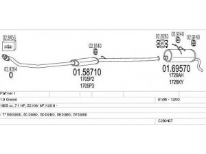 MTS C260437005572 išmetimo sistema 
 Išmetimo sistema -> Išmetimo sistema, visa