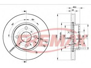 FREMAX BD-2550 stabdžių diskas 
 Stabdžių sistema -> Diskinis stabdys -> Stabdžių diskas
43512-02040, 43512-12550, 94853004