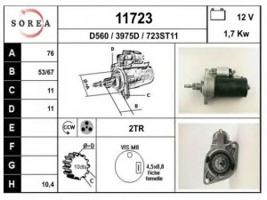 EAI 11723 starteris 
 Elektros įranga -> Starterio sistema -> Starteris
02A911023C, 02A911023H, 02A911023Q