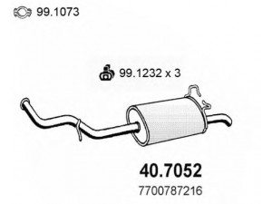 ASSO 40.7052 galinis duslintuvas 
 Išmetimo sistema -> Duslintuvas
7001470165, 7700787216, 7700842934