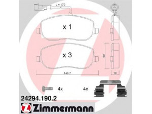 ZIMMERMANN 24294.190.2 stabdžių trinkelių rinkinys, diskinis stabdys 
 Techninės priežiūros dalys -> Papildomas remontas
773 63 627