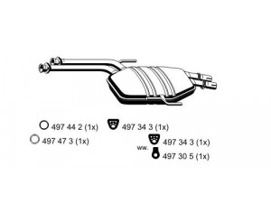 ERNST 375085 vidurinis duslintuvas 
 Išmetimo sistema -> Duslintuvas
140 490 07 15