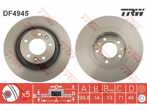 TRW DF4945 stabdžių diskas 
 Stabdžių sistema -> Diskinis stabdys -> Stabdžių diskas
424922, 424923, 424991, 9404249918