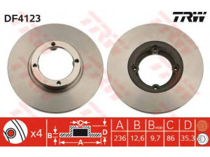 TRW DF4123 stabdžių diskas 
 Stabdžių sistema -> Diskinis stabdys -> Stabdžių diskas
96284392, 96455424, 96254392, 96284392