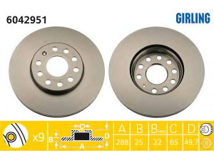 GIRLING 6042951 stabdžių diskas 
 Stabdžių sistema -> Diskinis stabdys -> Stabdžių diskas
1K0615301K, 1K0615301T, 5C0615301A