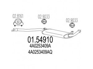 MTS 01.54910 vidurinis duslintuvas 
 Išmetimo sistema -> Duslintuvas
4A0253409A, 4A0253409AE, 4A0253409AQ