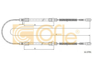 COFLE 12.3701 trosas, stovėjimo stabdys 
 Stabdžių sistema -> Valdymo svirtys/trosai
99443478