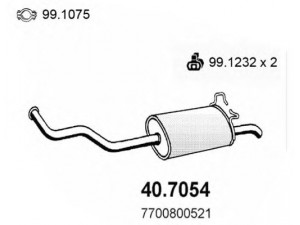 ASSO 40.7054 galinis duslintuvas 
 Išmetimo sistema -> Duslintuvas
7700787218, 7700800521, 7700842937