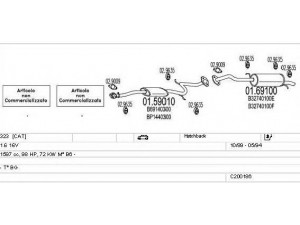 MTS C200186008886 išmetimo sistema 
 Išmetimo sistema -> Išmetimo sistema, visa