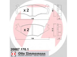 ZIMMERMANN 20887.170.1 stabdžių trinkelių rinkinys, diskinis stabdys 
 Techninės priežiūros dalys -> Papildomas remontas
867 615 109 A, 867 698 151