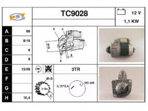 SNRA TC9028 starteris 
 Elektros įranga -> Starterio sistema -> Starteris
M3T19771, M3T19871, M3T39781, M3T39881