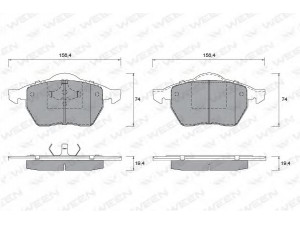 WEEN 151-1258 stabdžių trinkelių rinkinys, diskinis stabdys 
 Techninės priežiūros dalys -> Papildomas remontas
8D0698151A, 8DO698151A, 3A0698151