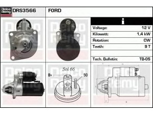 DELCO REMY DRS3566 starteris 
 Elektros įranga -> Starterio sistema -> Starteris
50 271 19, 65 818 84, 92VB-11000-BA