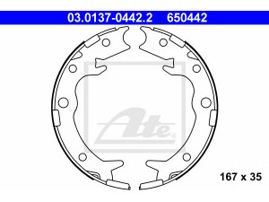 ATE 03.0137-0442.2 stabdžių trinkelių komplektas, stovėjimo stabdis 
 Stabdžių sistema -> Rankinis stabdys
43053-S47-E50, 43053-SJF-E00, 43154-S47-N01