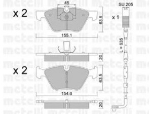 METELLI 22-0557-3K stabdžių trinkelių rinkinys, diskinis stabdys 
 Techninės priežiūros dalys -> Papildomas remontas