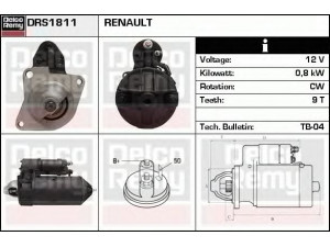 DELCO REMY DRS1811 starteris 
 Elektros įranga -> Starterio sistema -> Starteris
310002, 310411, 7700637445, 7700681068