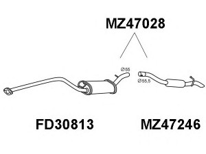 VENEPORTE MZ47028 galinis duslintuvas 
 Išmetimo sistema -> Duslintuvas
Y60140300B, Y60140300C, Y60140300D