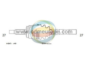 ODM-MULTIPARTS 18-226051 kardaninis velenas 
 Ratų pavara -> Kardaninis velenas
05012749AA, 05012749AA, 05012749AB