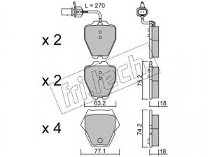 fri.tech. 790.1 stabdžių trinkelių rinkinys, diskinis stabdys 
 Techninės priežiūros dalys -> Papildomas remontas
4B0 698 151D, 4B0 698 151L, 4B0 698 151S