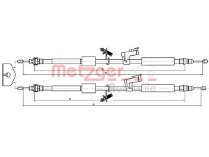 METZGER 10.5370 trosas, stovėjimo stabdys 
 Stabdžių sistema -> Valdymo svirtys/trosai
1323904, 1490515