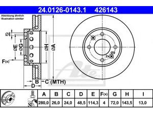 ATE 24.0126-0143.1 stabdžių diskas 
 Dviratė transporto priemonės -> Stabdžių sistema -> Stabdžių diskai / priedai
0K2FA-33-251