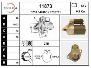 EAI 11873 starteris 
 Elektros įranga -> Starterio sistema -> Starteris
ADU9705