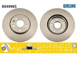 GIRLING 6049965 stabdžių diskas 
 Stabdžių sistema -> Diskinis stabdys -> Stabdžių diskas
13501308, 13502214, 569064, 569083