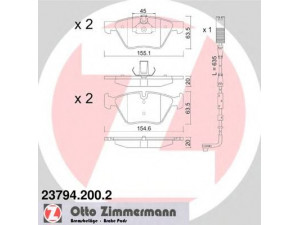 ZIMMERMANN 23794.200.2 stabdžių trinkelių rinkinys, diskinis stabdys 
 Techninės priežiūros dalys -> Papildomas remontas