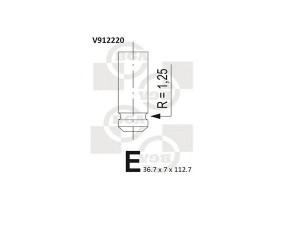 BGA V912220 įleidimo vožtuvas 
 Variklis -> Variklio uždegimo laiko reguliavimo kontrolė -> Vožtuvų eilė -> Vožtuvai/dalys
948.91