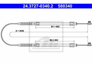 ATE 24.3727-0340.2 trosas, stovėjimo stabdys 
 Stabdžių sistema -> Valdymo svirtys/trosai
4745 G3, 1307963080, 4745 G3