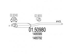 MTS 01.50980 vidurinis duslintuvas 
 Išmetimo sistema -> Duslintuvas
1485792, 1495589