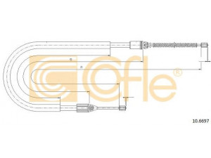 COFLE 10.6697 trosas, stovėjimo stabdys 
 Stabdžių sistema -> Valdymo svirtys/trosai
7700424468, 7700834655