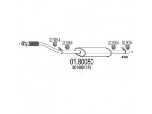 MTS 01.80080 vidurinis duslintuvas 
 Išmetimo sistema -> Duslintuvas
9014901319