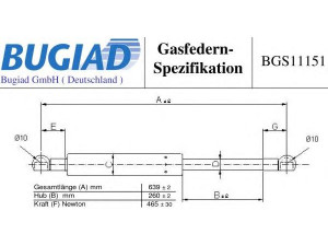 BUGIAD BGS11151 dujinė spyruoklė, bagažinė 
 Priedai -> Bagažinė/pakrovimo skyrius
74820SMGE02