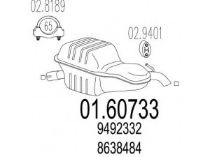 MTS 01.60733 galinis duslintuvas 
 Išmetimo sistema -> Duslintuvas
8638484, 9492332
