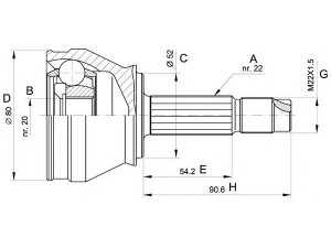 OPEN PARTS CVJ5223.10 jungčių komplektas, kardaninis velenas 
 Ratų pavara -> Sujungimai/komplektas
0007758266, 0046307047, 0046307420