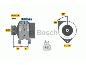BOSCH 0 986 045 641 kintamosios srovės generatorius 
 Elektros įranga -> Kint. sr. generatorius/dalys -> Kintamosios srovės generatorius
A 002 T 82491, A 002 T 82491A, A 002 T 82491B