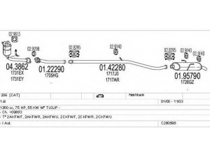 MTS C260586006343 išmetimo sistema 
 Išmetimo sistema -> Išmetimo sistema, visa