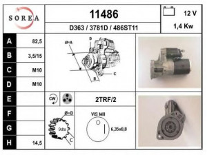 EAI 11486 starteris 
 Elektros įranga -> Starterio sistema -> Starteris
2330011M00, 2330011M01, S114357