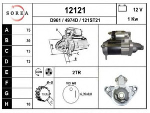 EAI 12121 starteris 
 Elektros įranga -> Starterio sistema -> Starteris
NAD101090, NAD101420, NAD101520