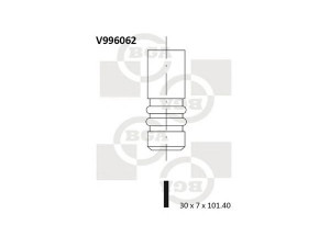 BGA V996062 išleidimo vožtuvas 
 Variklis -> Variklio uždegimo laiko reguliavimo kontrolė -> Vožtuvų eilė -> Vožtuvai/dalys
047109611D