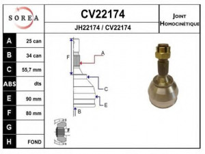 EAI CV22174K jungčių komplektas, kardaninis velenas 
 Ratų pavara -> Sujungimai/komplektas