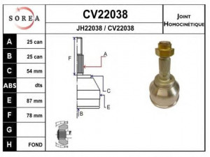 EAI CV22038K jungčių komplektas, kardaninis velenas 
 Ratų pavara -> Sujungimai/komplektas
