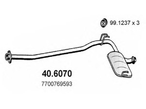ASSO 40.6070 vidurinis duslintuvas 
 Išmetimo sistema -> Duslintuvas
7700769593, 7701470071
