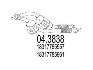 MTS 04.3838 katalizatoriaus keitiklis 
 Išmetimo sistema -> Katalizatoriaus keitiklis
18317785557, 18317785911, 18317785961