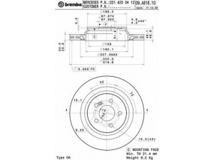 BREMBO 09.A818.10 stabdžių diskas 
 Stabdžių sistema -> Diskinis stabdys -> Stabdžių diskas
2214230412, 2214231012