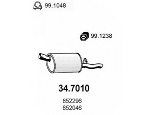 ASSO 34.7010 galinis duslintuvas 
 Išmetimo sistema -> Duslintuvas
852046, 852296, 90299376, 90399020